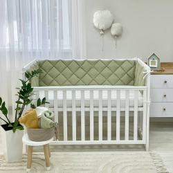 Set protecție laterală pentru pătuț bebeluș, 4 piese, culoare olive
